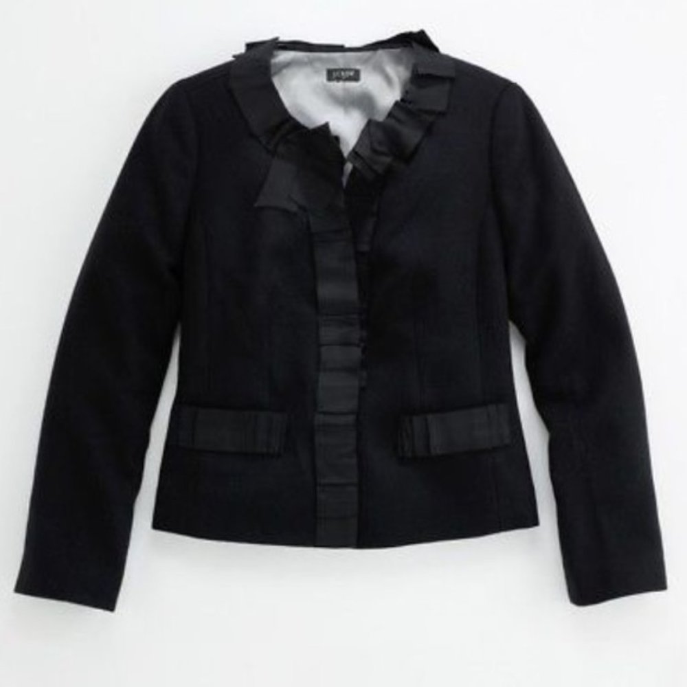 J Crew black grosgrain triomphe jacket NWT
